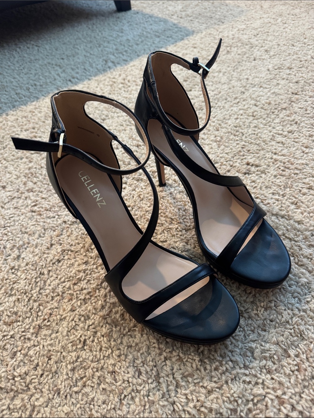 Black Strappy Open-Toe Ankle-Heels
